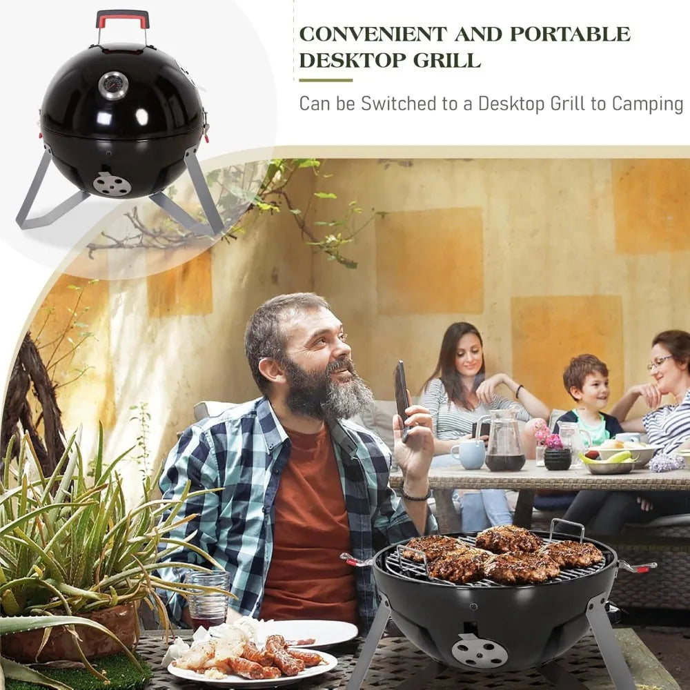 Sophia And William 18 Inch Vertical Charcoal Smoker BBQ Grill With Porcelain Enameled Smoking Chamber And Two Layer Smoking Shelves