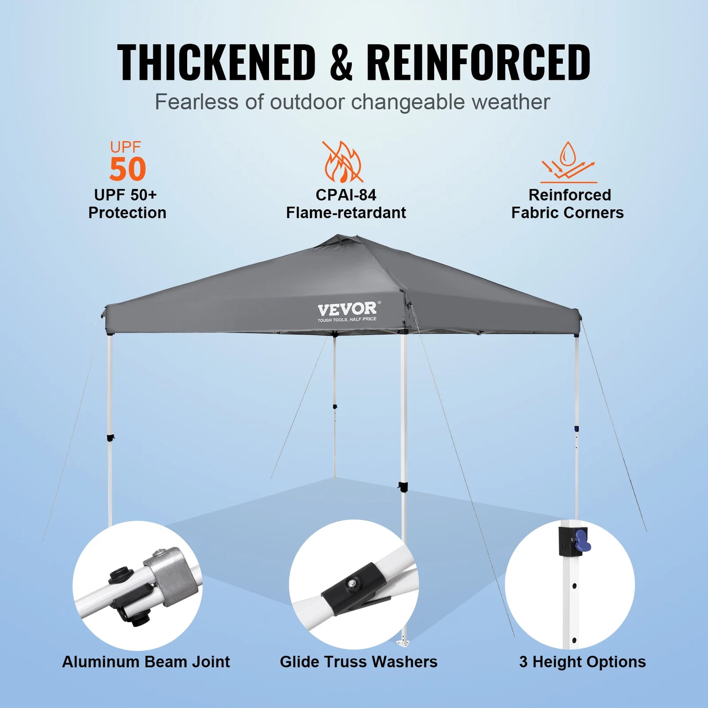 SucceBuy 10x10ft Pop Up Canopy Tent Waterproof Silver