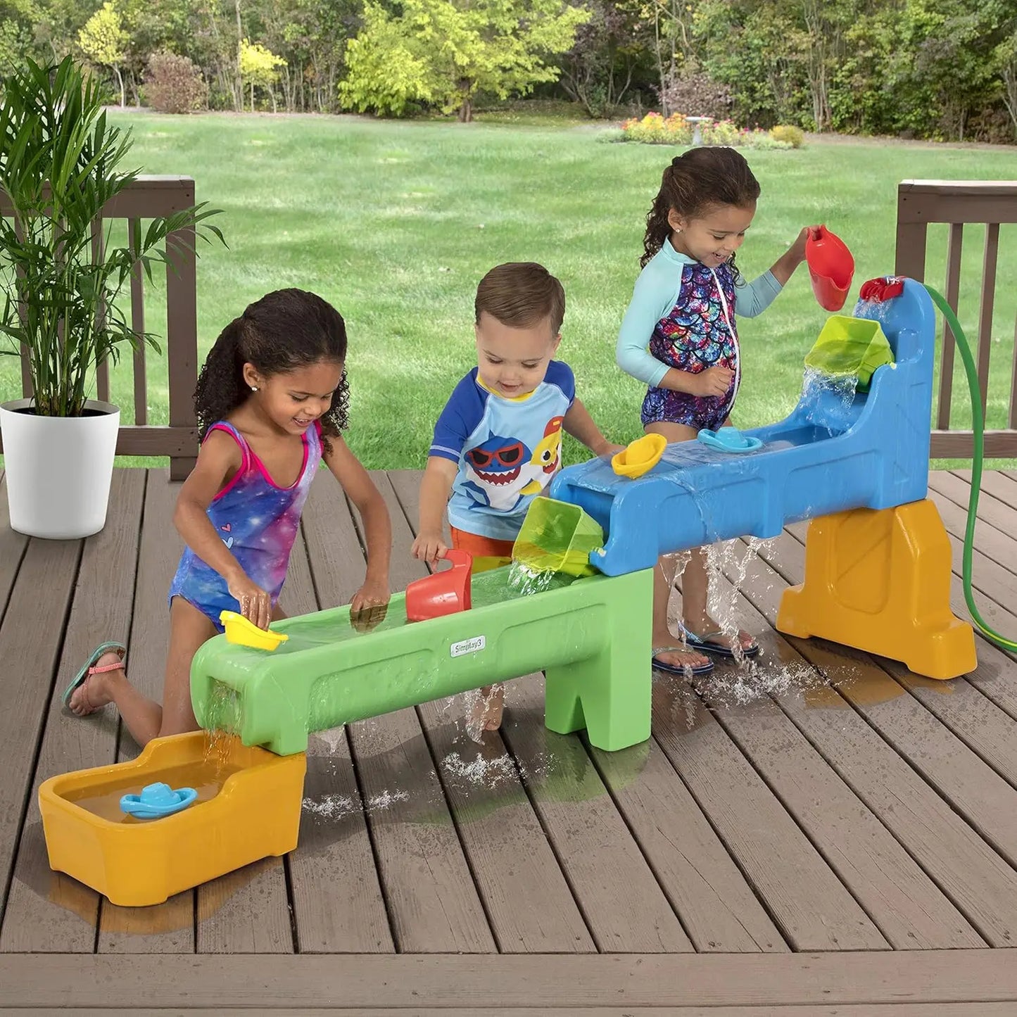 Rushing River Falls Multi Level Outdoor Water Play Table Expandable Splash Table for Toddlers and Kids Ages One Point Five to Six