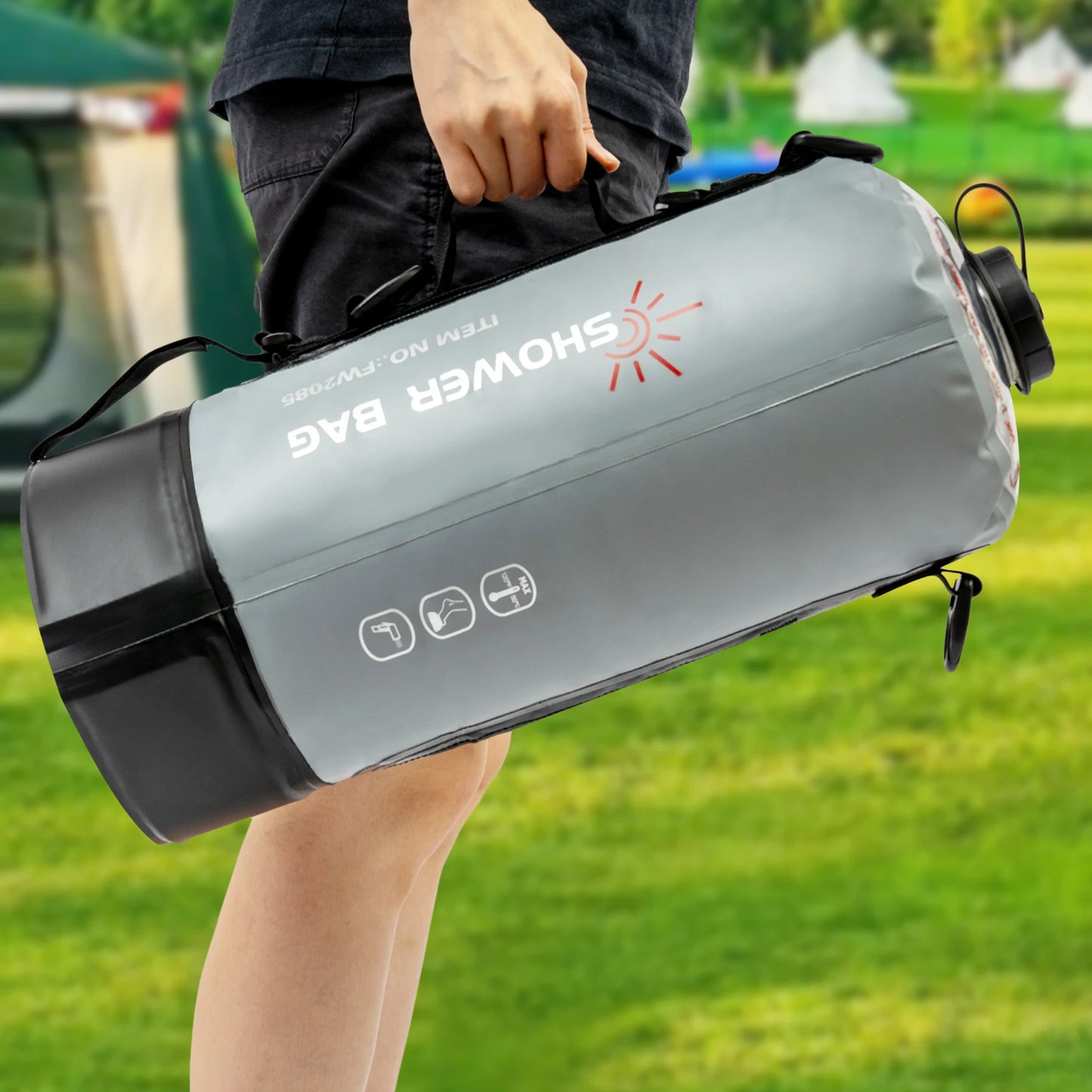 Portable Camping Solar Shower Bag 3 Gallon 12L Pump