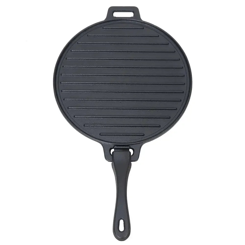 Pre Seasoned 4 Piece Cast Iron Skillet Set with Handles and Griddle Durable Loop Easy Pour Lip Superior Cooking