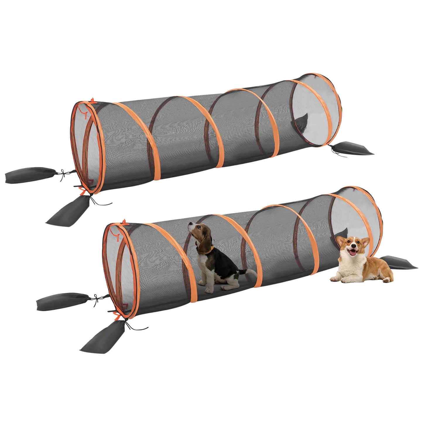 Foldable Cat Play Tunnel 2 Pack Mesh Channel Play House