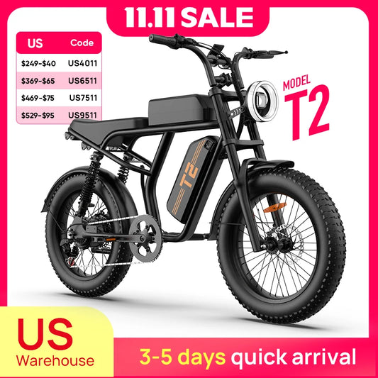 Peak 1500W Electric Mountain Bike 48V 15.6Ah Battery 28MPH 20x4 Fat Tire