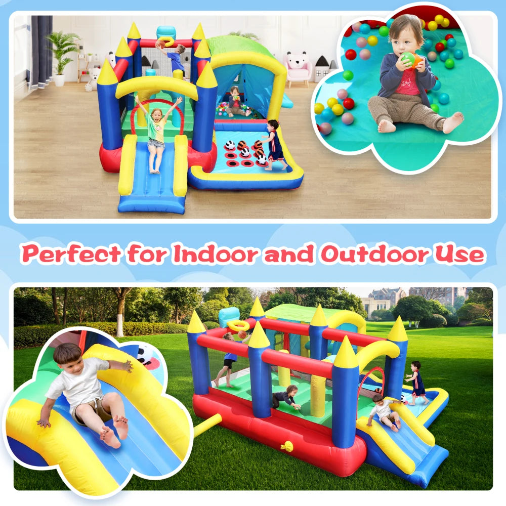 Christmas Jump N Slide Inflatable Bouncer for Kids Complete Setup with Blower 80 Inch X 91 Inch Play Area 55 Inch Tall Inflatable Bounce House
