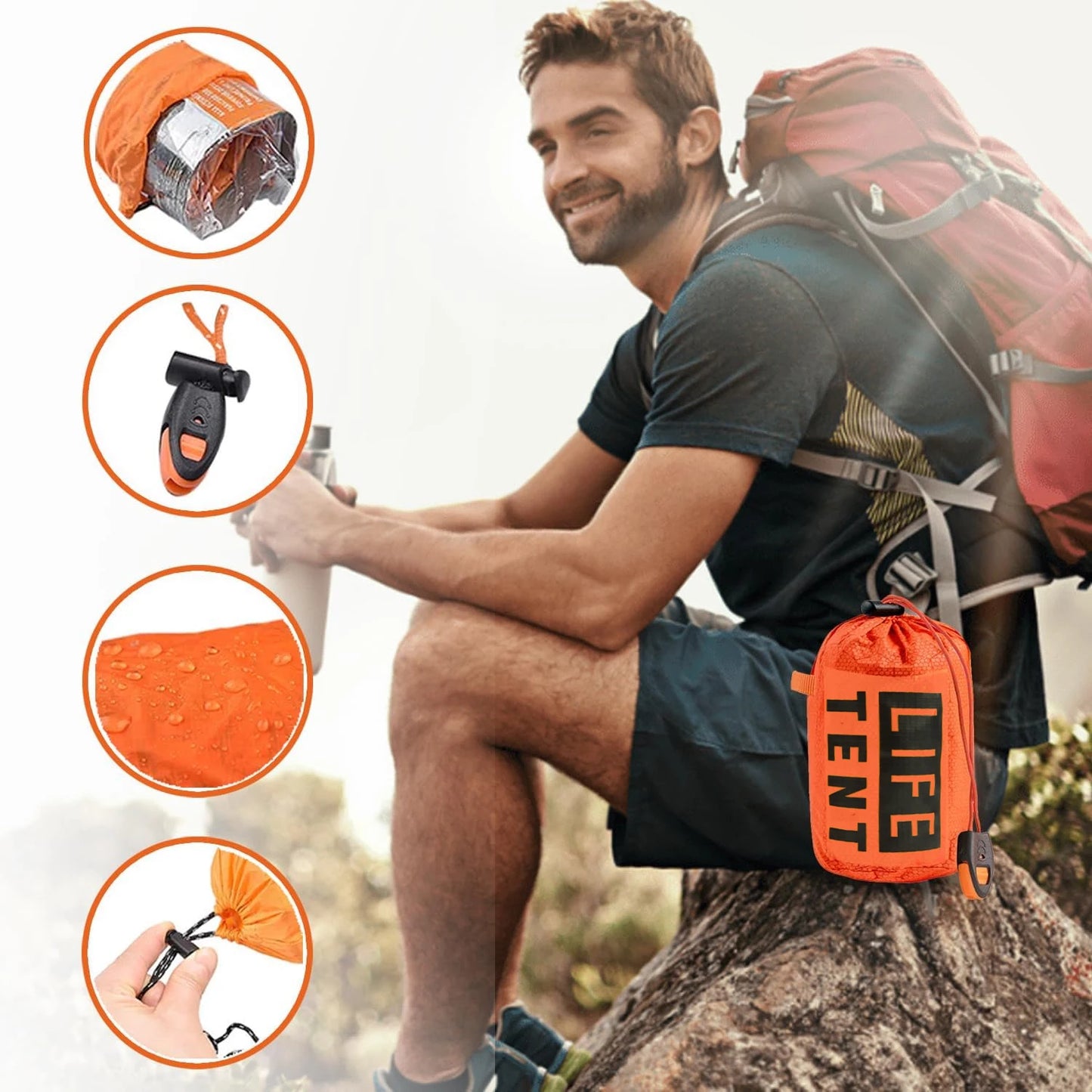 2 Person Emergency Tent Waterproof Camping Shelter Gear