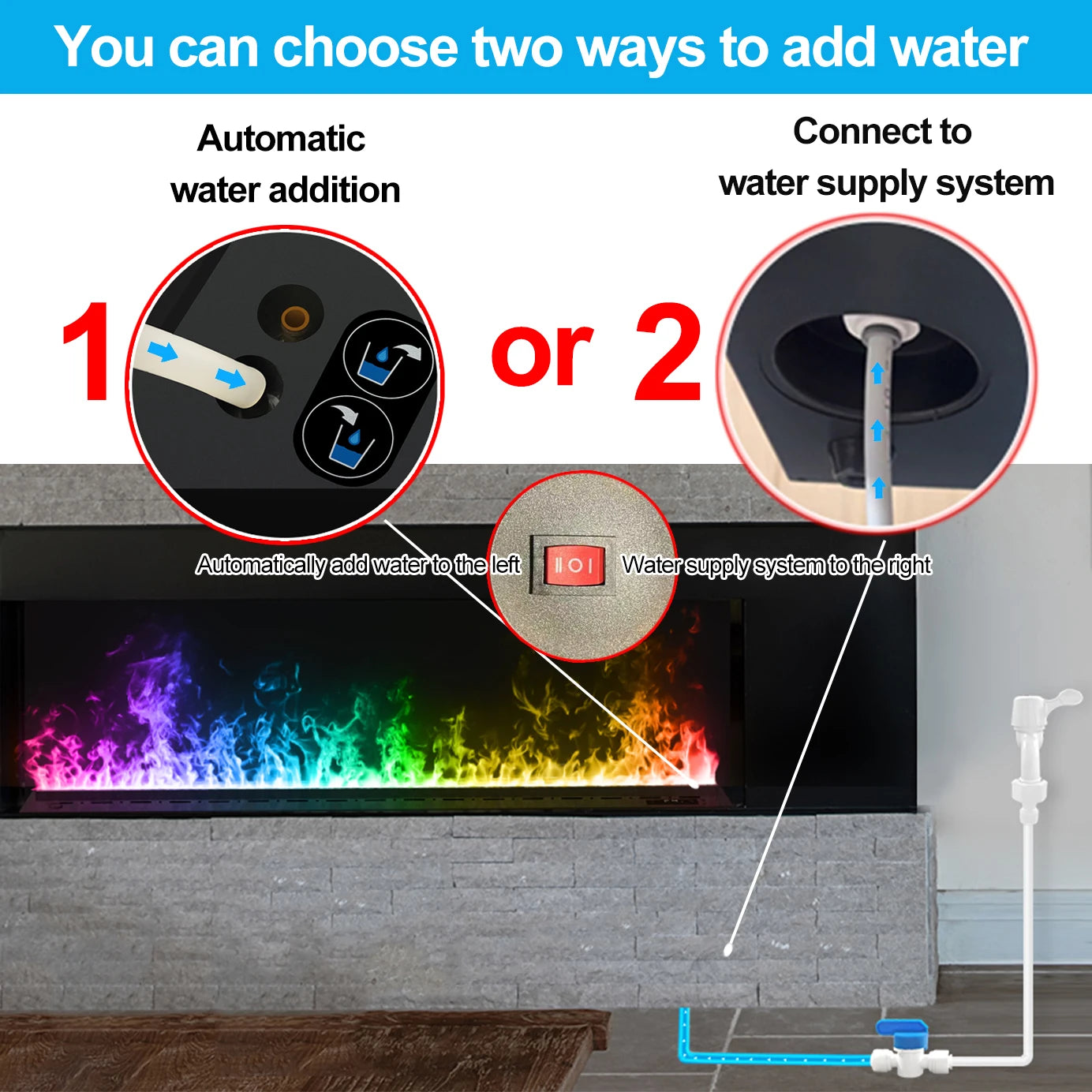 Smart Water Vapor Fireplace with 3D Flame Effect Tuya APP Control Simulated Burning Wood Sound Environmentally Friendly Humidifier