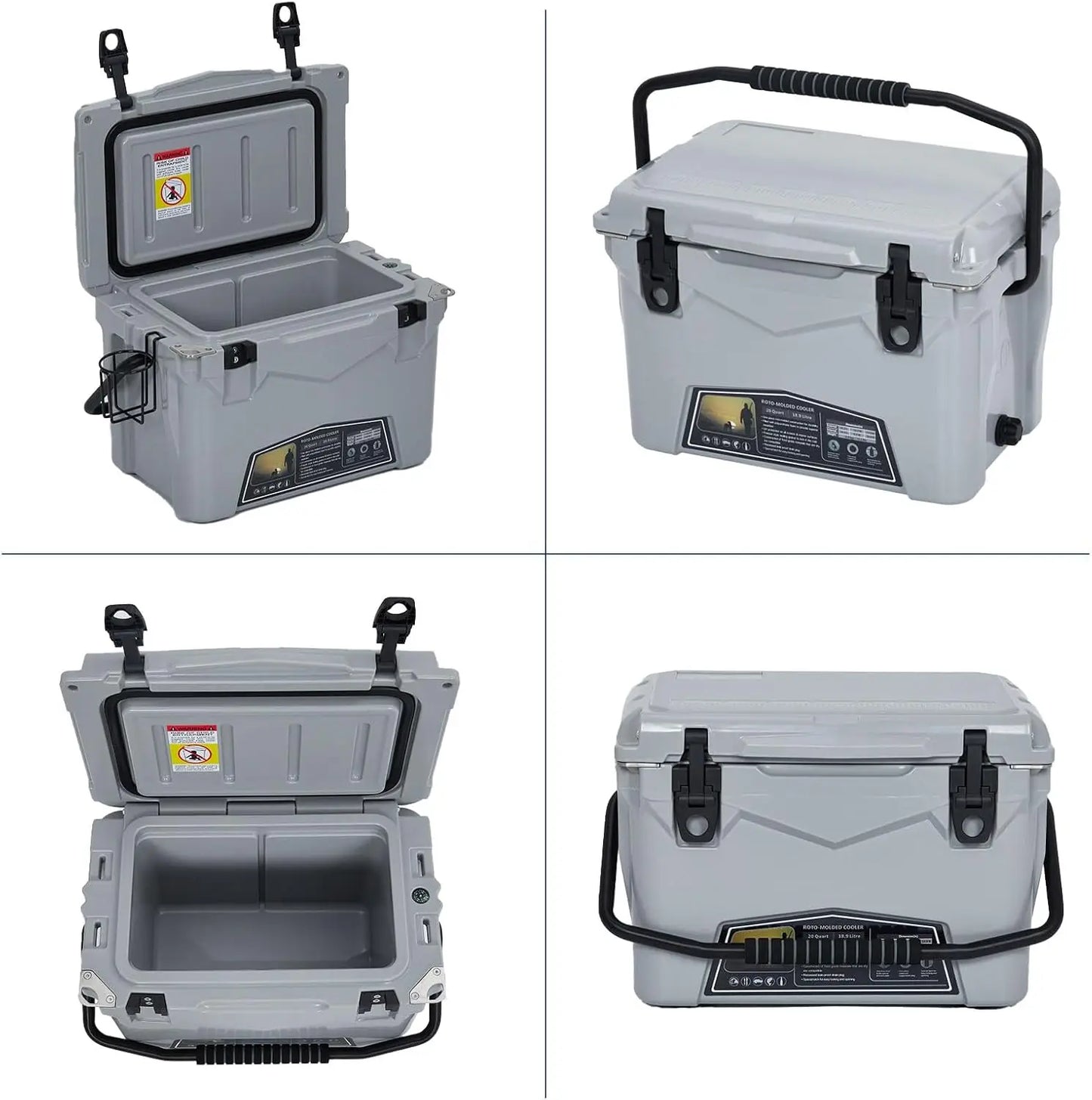 Portable Ice Cooler Heavy Duty Ice Chest with Cup Holder Fish Ruler and Bottle Openers Camping Cooler for Beach and Boat