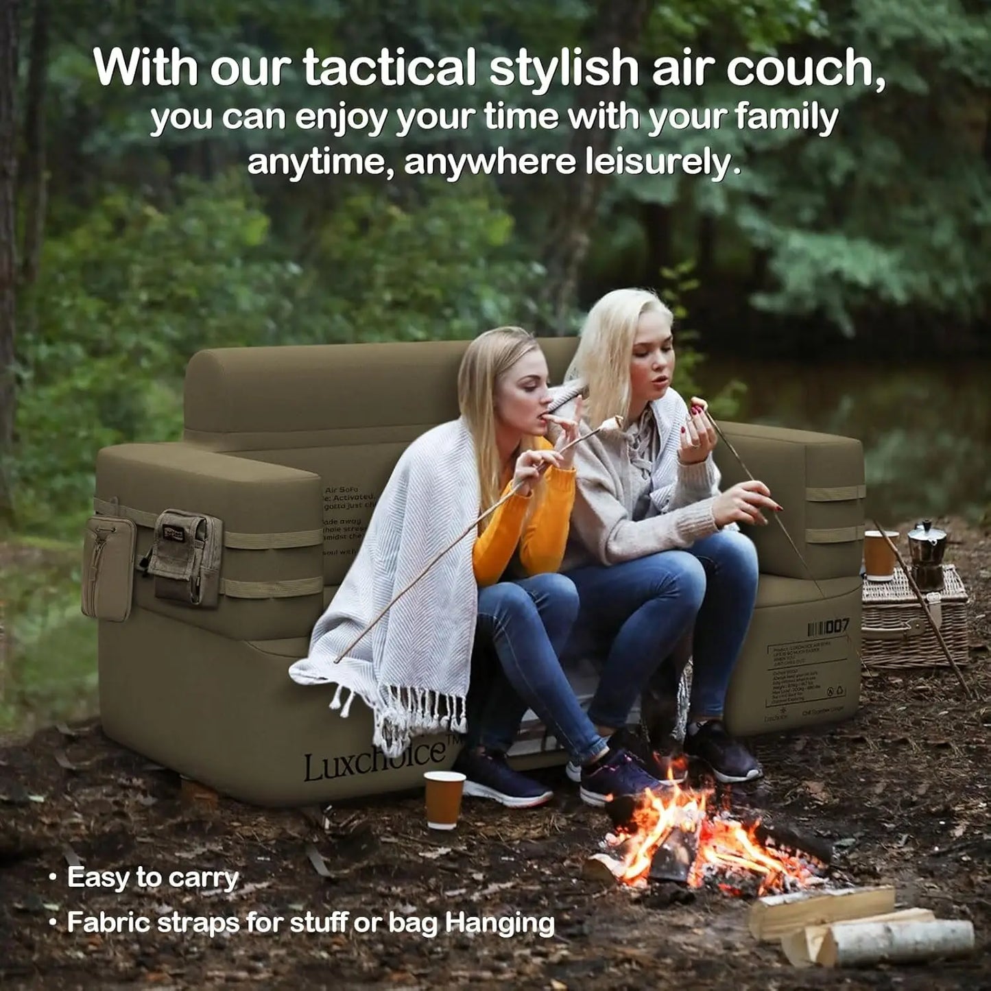 Portable Inflatable Loveseat Sofa With Built In Pump