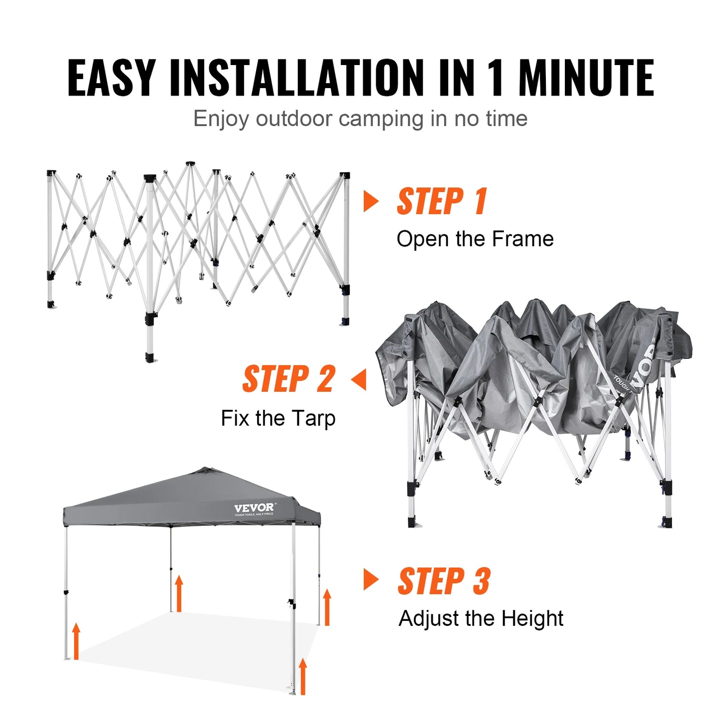 SucceBuy 10x10ft Pop Up Canopy Tent Waterproof Silver