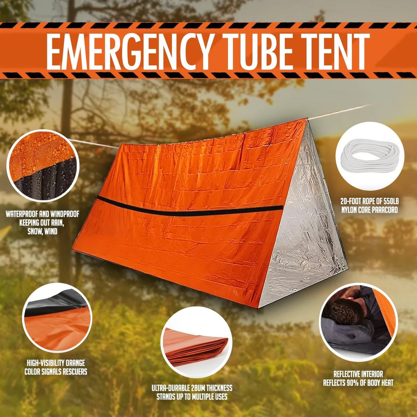 2 Person Emergency Tent Waterproof Camping Shelter Gear