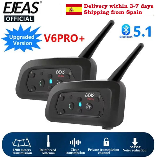 EJEAS V6PRO Intercom Helmet Bluetooth 5.1 Headset Waterproof