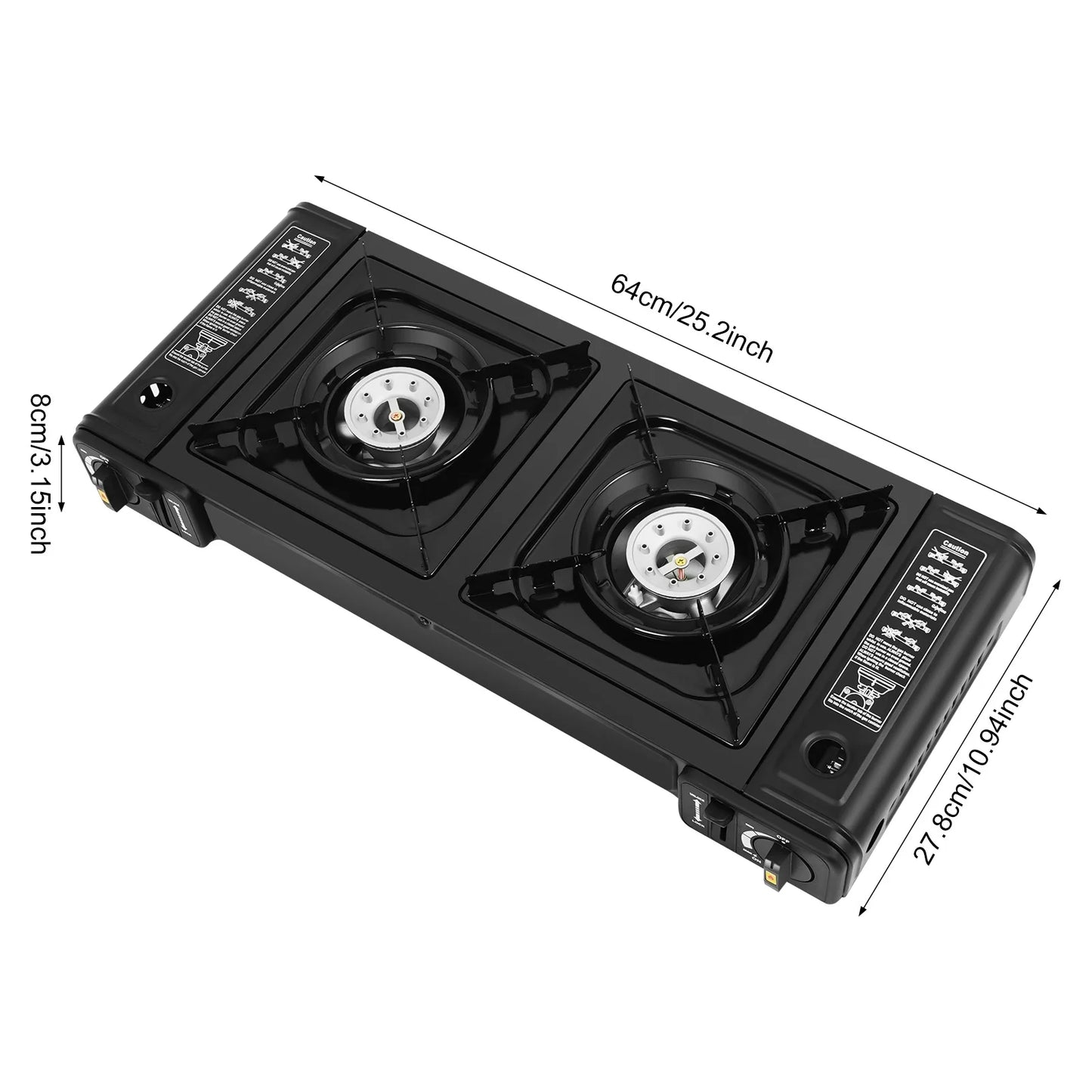 Two Burner Portable Butane Camping Stove With Carry Case