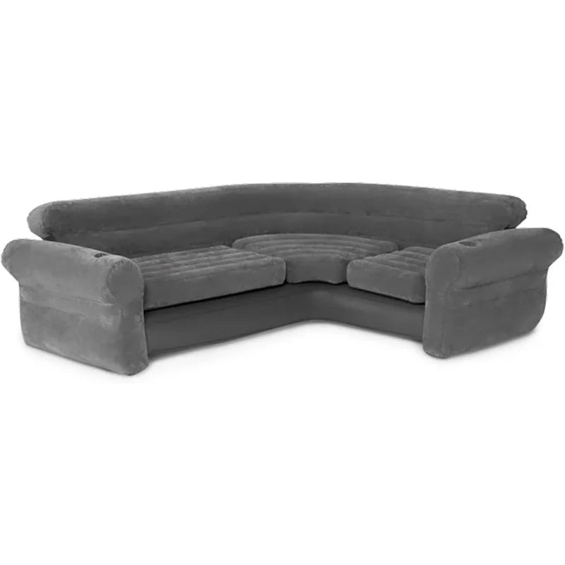 Intex Inflatable L Shaped Corner Sofa Velvet Air Couch