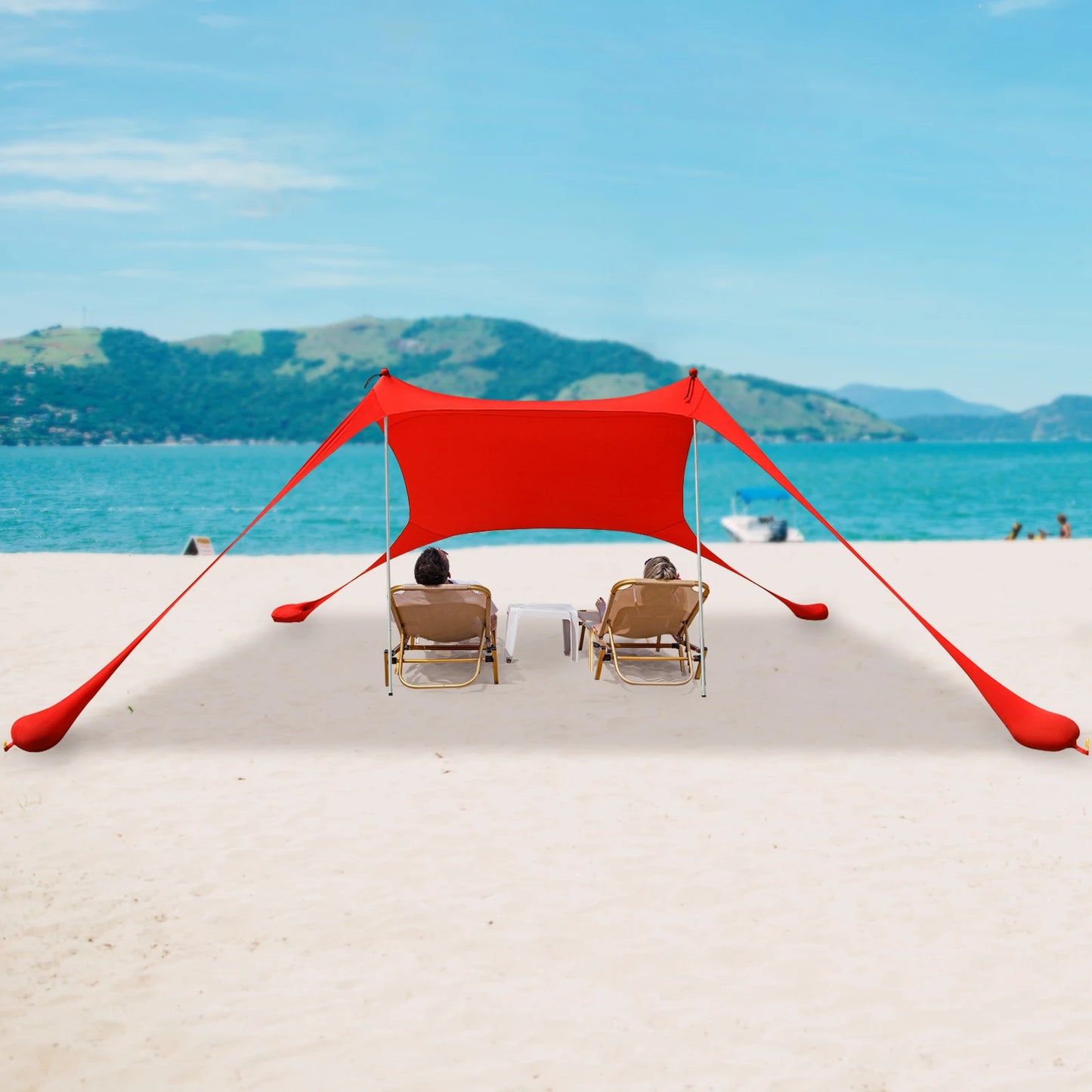 Red 2m By 1.6m Beach Sunshade Tent For 2 To 3 People
