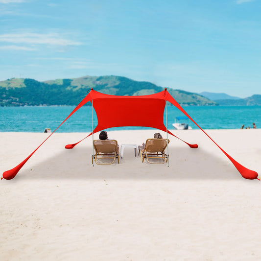 Red 2m By 1.6m Beach Sunshade Tent For 2 To 3 People