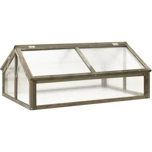 Wooden Greenhouse With Two Hinged Roofs Gray Solid Firwood