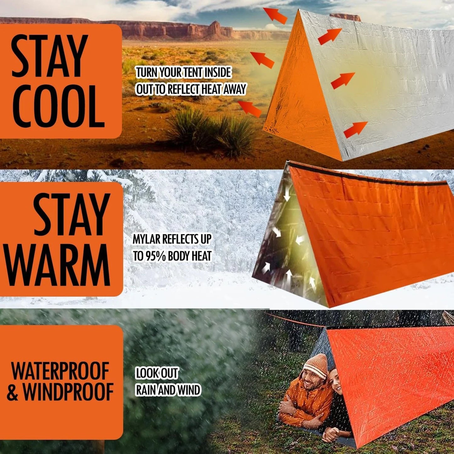 2 Person Emergency Tent Waterproof Camping Shelter Gear