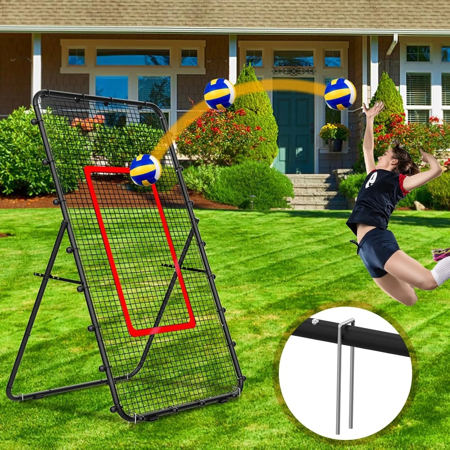 Adjustable 7x4ft Volleyball Net Multi Sport Rebounder