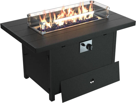 Propane Fire Pit 43 Inch Outdoor Fire Pit Table 55000 BTU Aluminum Fire Table with Lid and Waterproof Cover