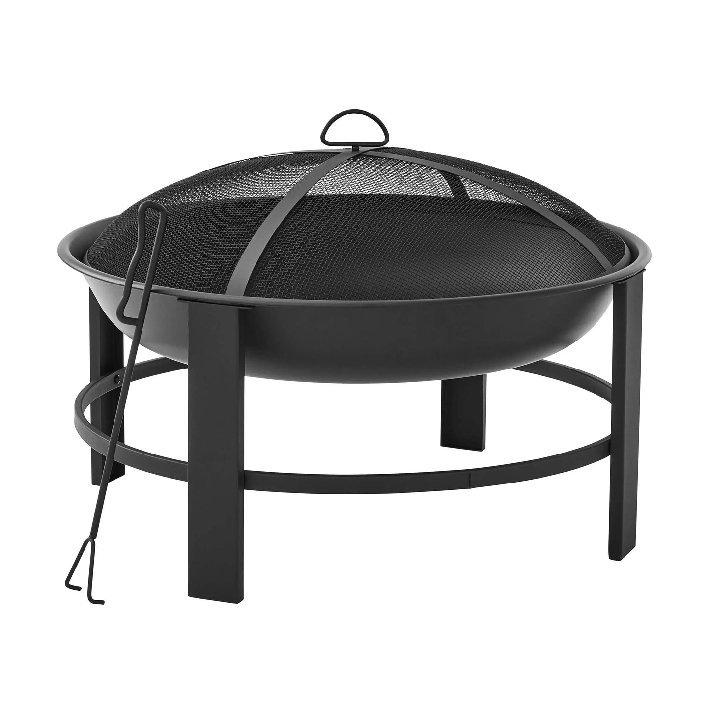 28 Inch Round Wood Burning Fire Pit With Steel Frame