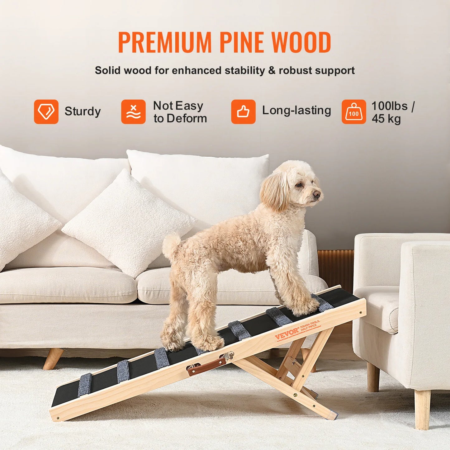 SucceBuy Dog Ramp Folding Ladder Anti Slip Removable Ramp