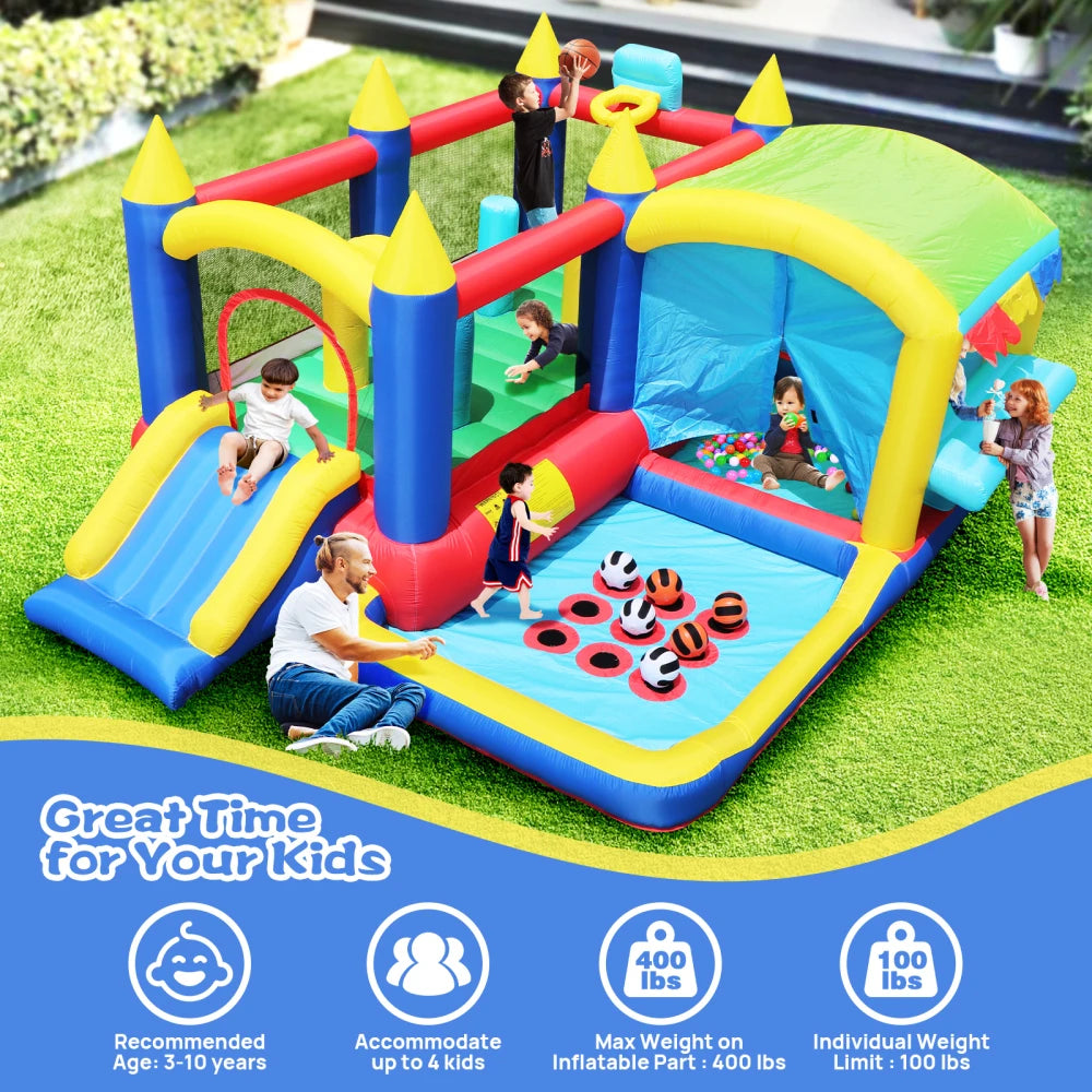 Christmas Jump N Slide Inflatable Bouncer for Kids Complete Setup with Blower 80 Inch X 91 Inch Play Area 55 Inch Tall Inflatable Bounce House