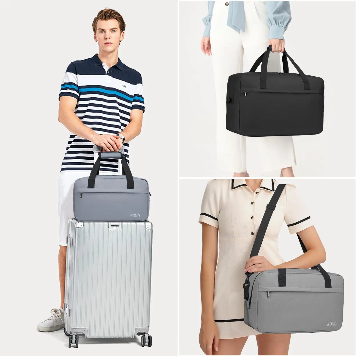 Kono Cabin Bag 40x20x25cm Underseat Carry On Hand Luggage Travel Duffel 20L