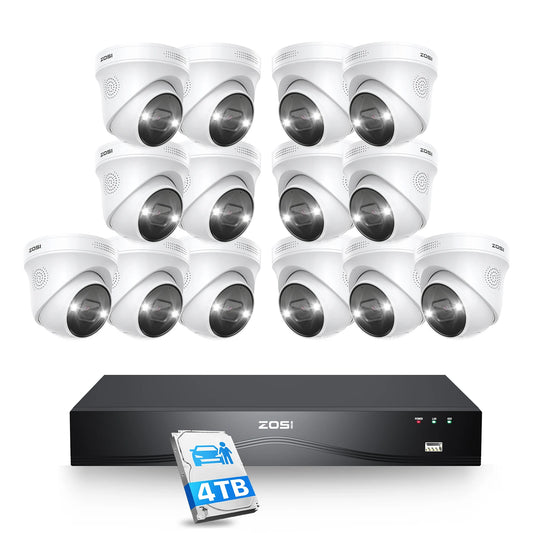 ZOSI 4K 8MP PoE 32CH NVR Camera System With AI 4TB Plus