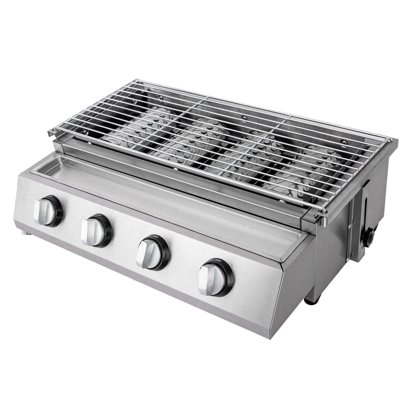 Stainless Steel Smokeless Barbecue Grill 4 Burners LPG Gas Portable Outdoor Patio Garden Grill
