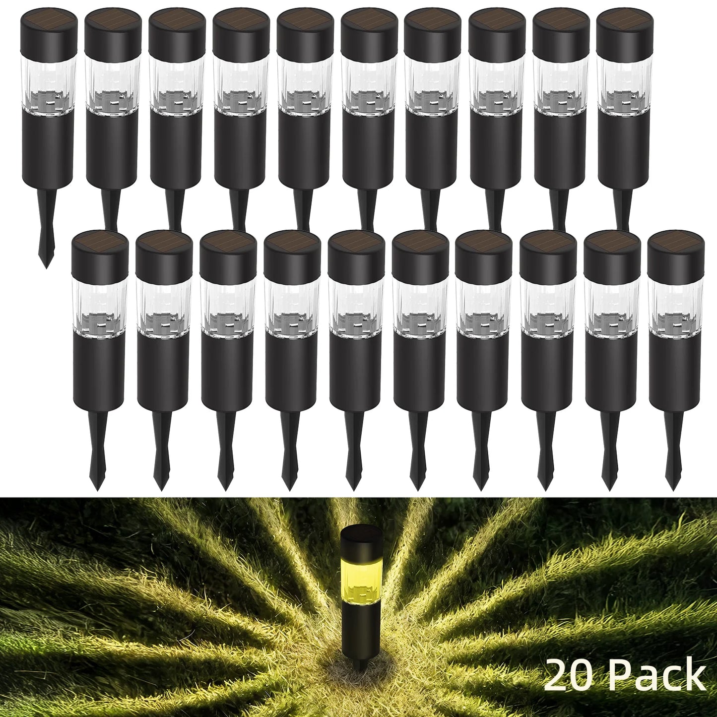 20 Pack Small Solar Pathway Lights Dusk To Dawn Warm