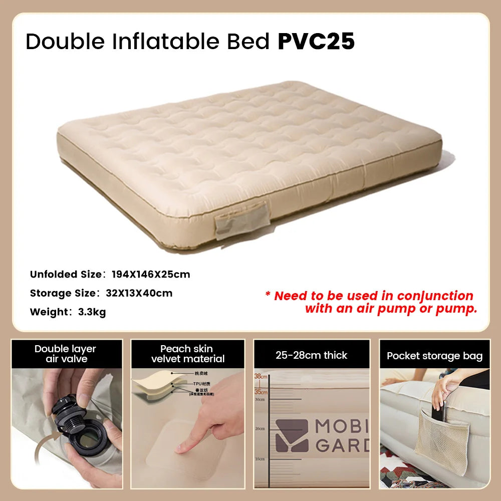 Mobi Garden Camping Air Mat 25cm Peach Skin Portable