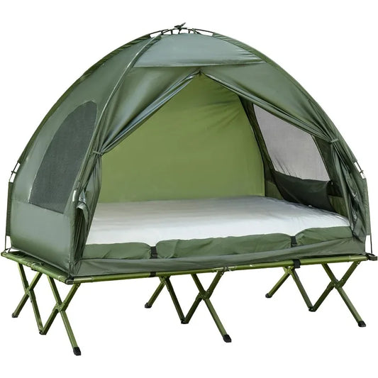 Outsunny 4 In 1 Foldable 2 Person Camping Cot Bed Tent