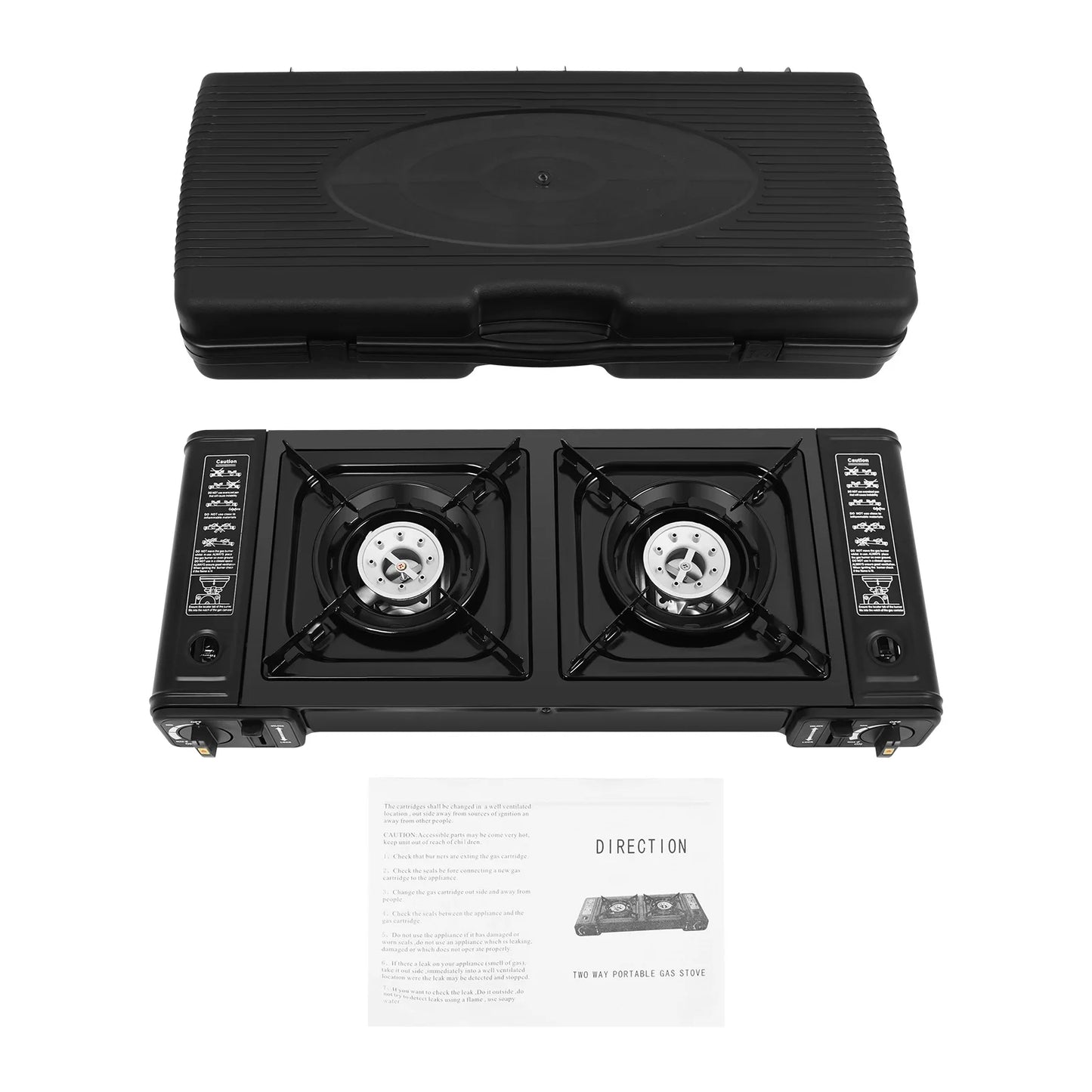 Two Burner Portable Butane Camping Stove With Carry Case