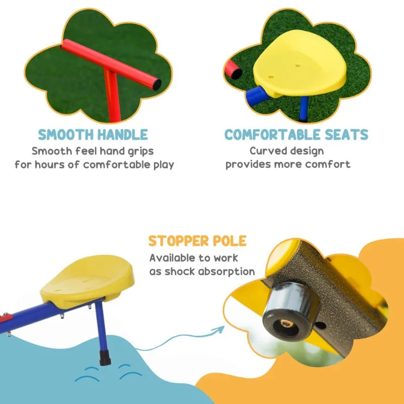 360 Degree Children's Rotating Seesaw 4 Seater Outdoor Playground Equipment Suitable for Ages 3 to 8 Years Old