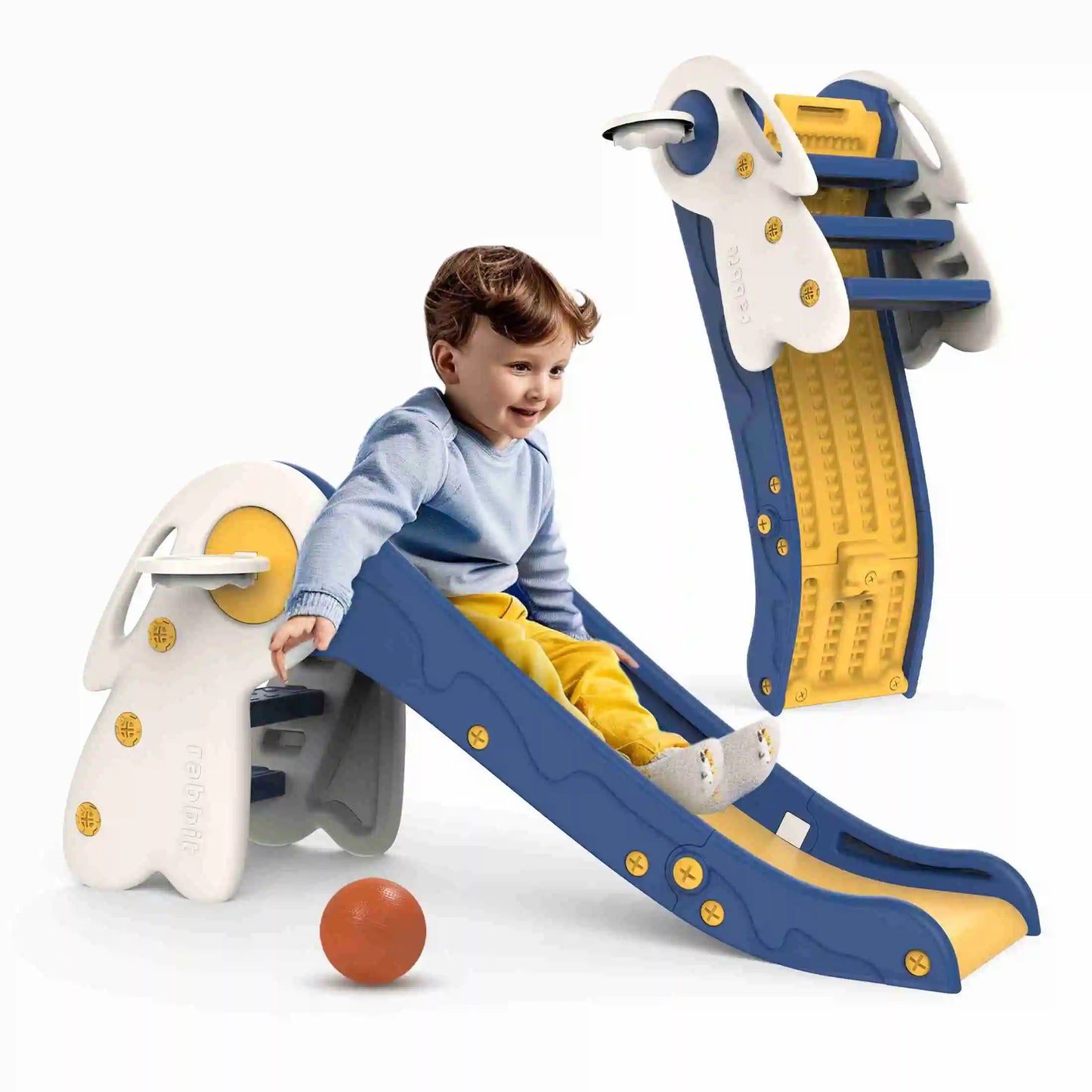 Kids Foldable Red Slide PE Plastic Indoor Outdoor Play Slide for Toddlers Ages 3 to 6