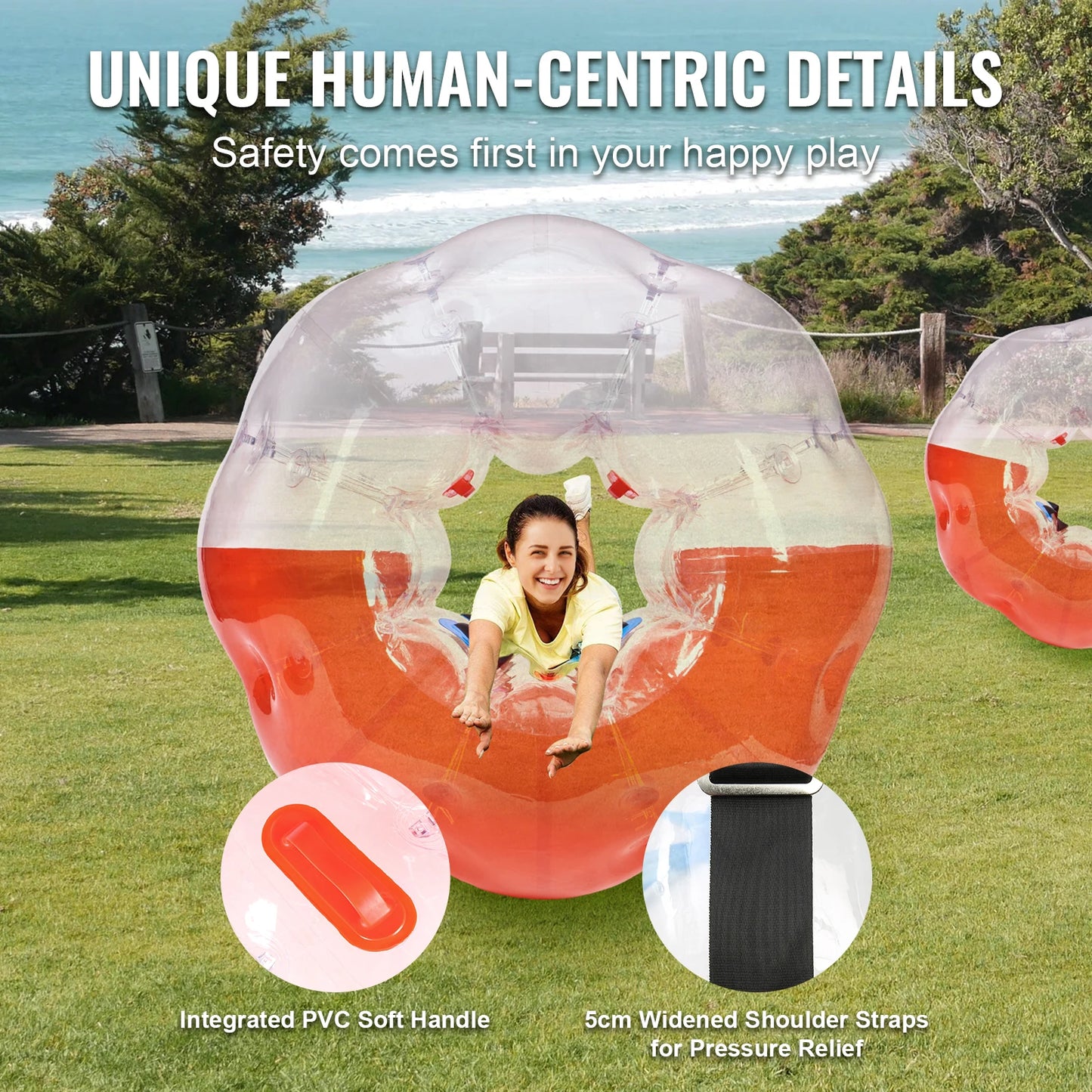 SucceBuy 5FT Inflatable Bumper Ball Body Bubble Zorb Ball for Teen and Adult Body Bubble Soccer Ball PVC Hamster Bubble Ball