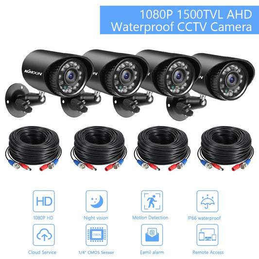 4 Pack 1080P Waterproof CCTV Security Cameras Night Vision
