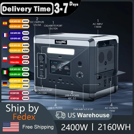 SOLARPLAY LiFePO4 2160Wh Portable Power Station UPS Mode