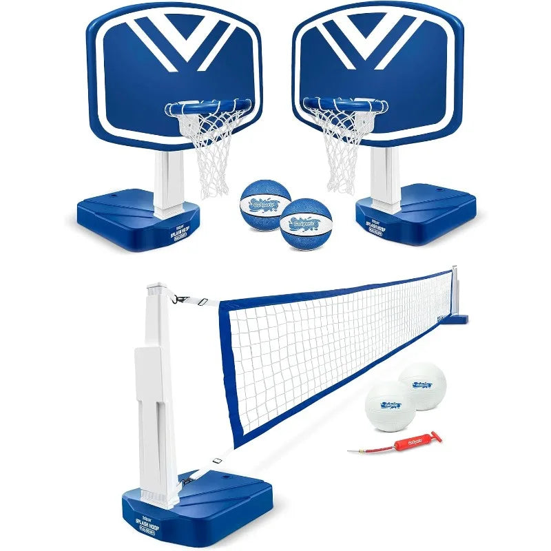 GoSports Splash Hoop 2 in 1 Full Court Pool Basketball and Volleyball Game Set