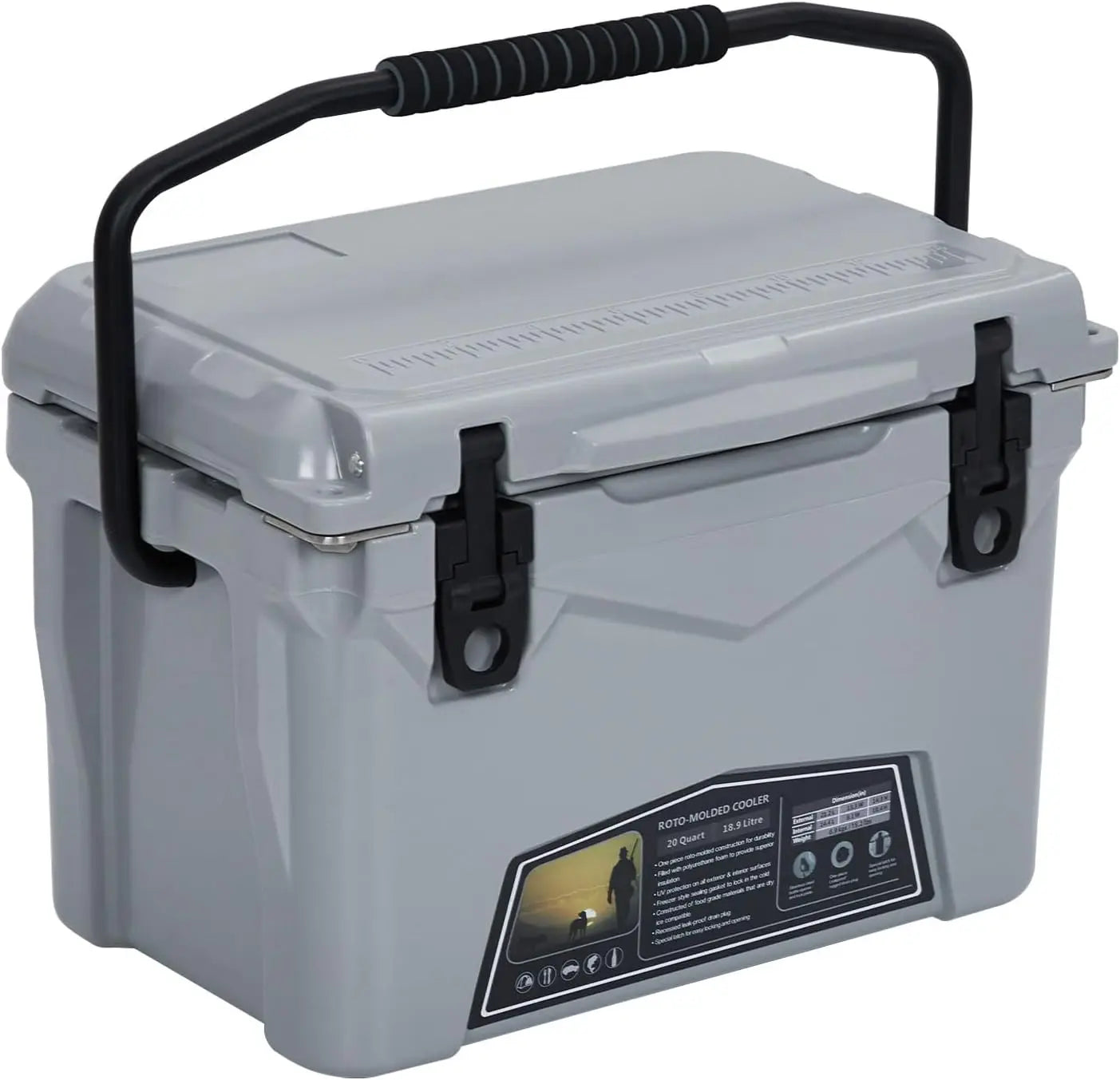 Portable Ice Cooler Heavy Duty Ice Chest with Cup Holder Fish Ruler and Bottle Openers Camping Cooler for Beach and Boat