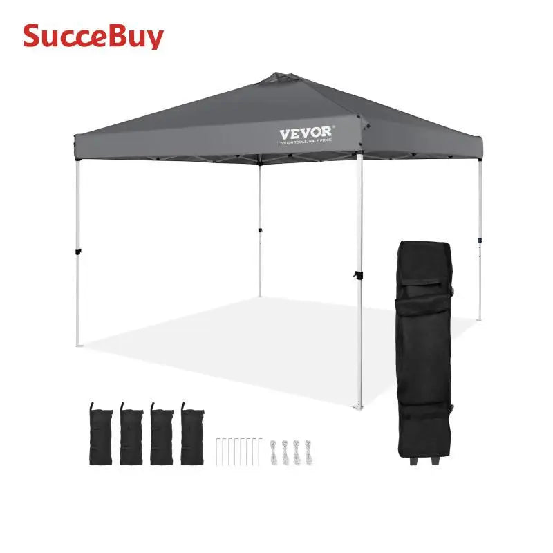 SucceBuy 10x10ft Pop Up Canopy Tent Waterproof Silver