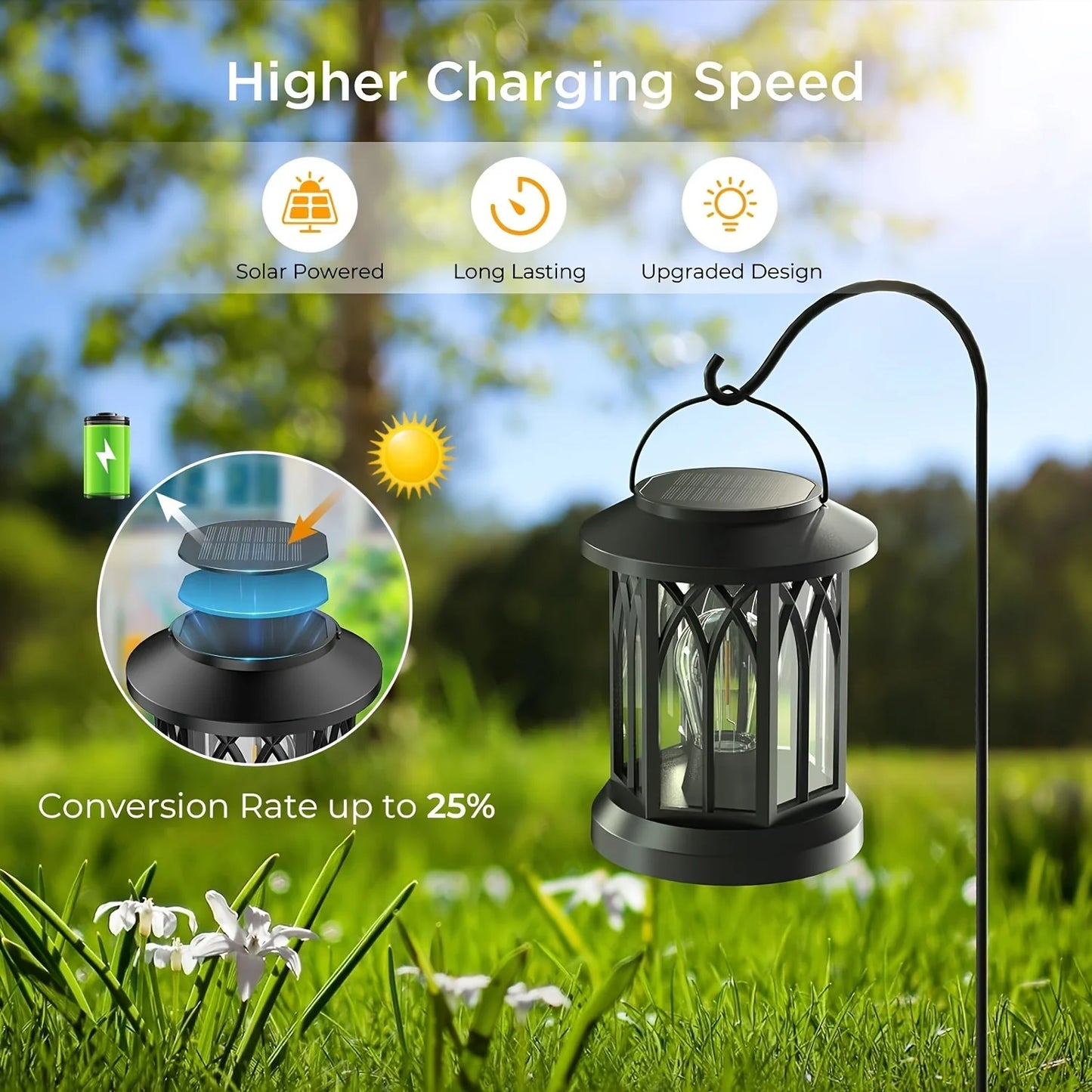 2 Pack Solar Lantern Lights Warm Light For Garden Patio