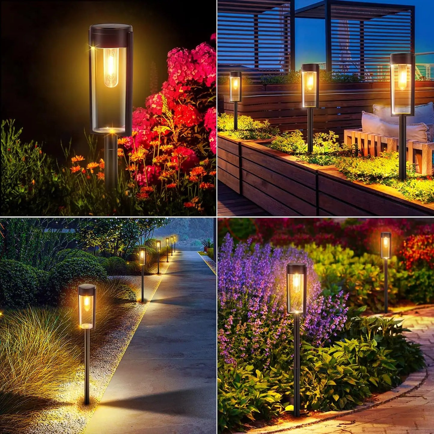 6 Or 12 Pack Solar Pathway Lights Outdoor Garden Auto On