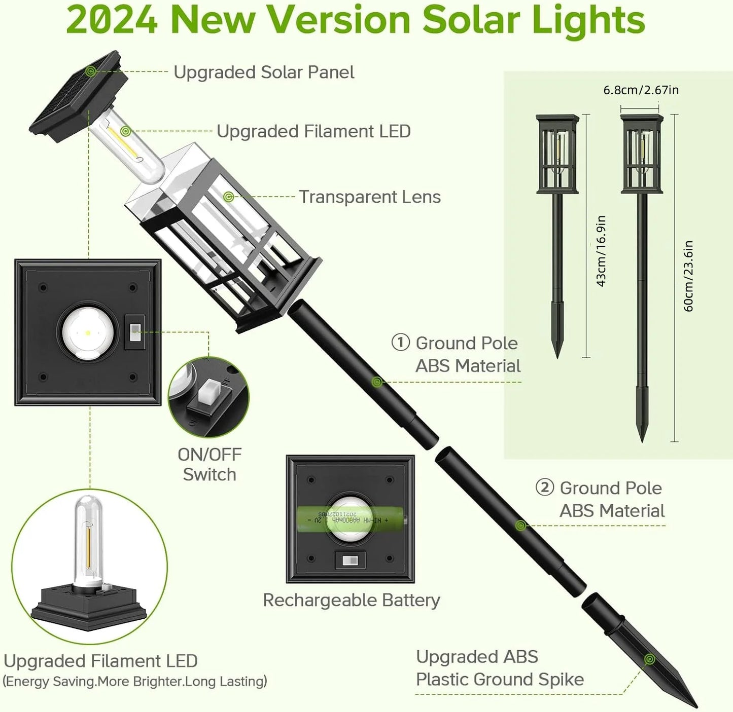 2 6 8 Pack Solar Pathway Lights Super Bright Outdoor LED