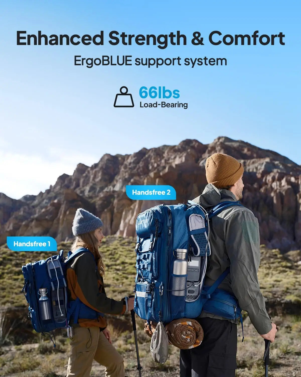 Bluetti Handsfree 2 Solar Backpack Power Station 512Wh 700W LiFePO4 Solar Generator for Hiking Photography Travel US Plug