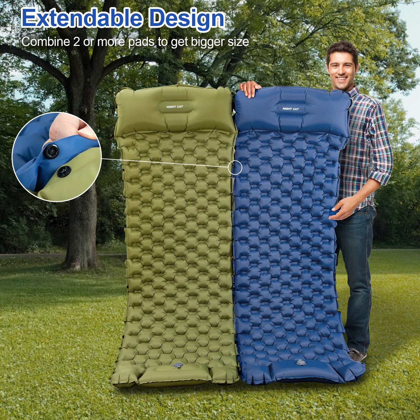 Waterproof Ultralight Inflatable Sleeping Pad With Pillow