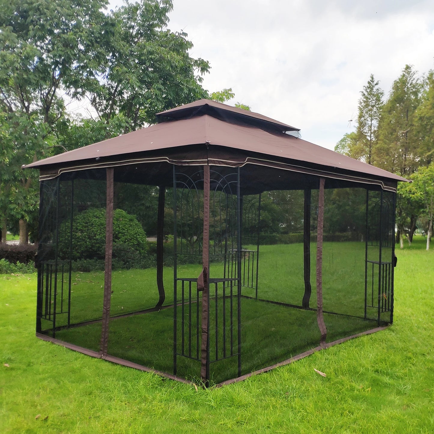 13x10 Ft Outdoor Patio Gazebo Canopy With Mesh Roof