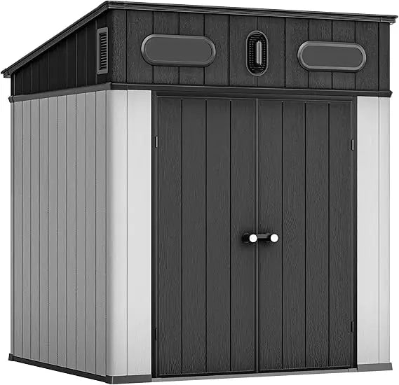 Light Gray Resin Tool Shed 36 Cubic Feet Waterproof Outdoor Horizontal Storage Weather Resistant Utility Shed with Air Vent