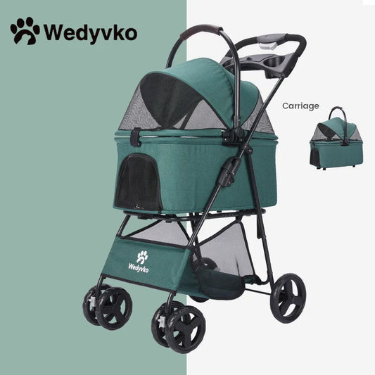 Wedyvko Portable Small Dog Stroller With Folding Basket