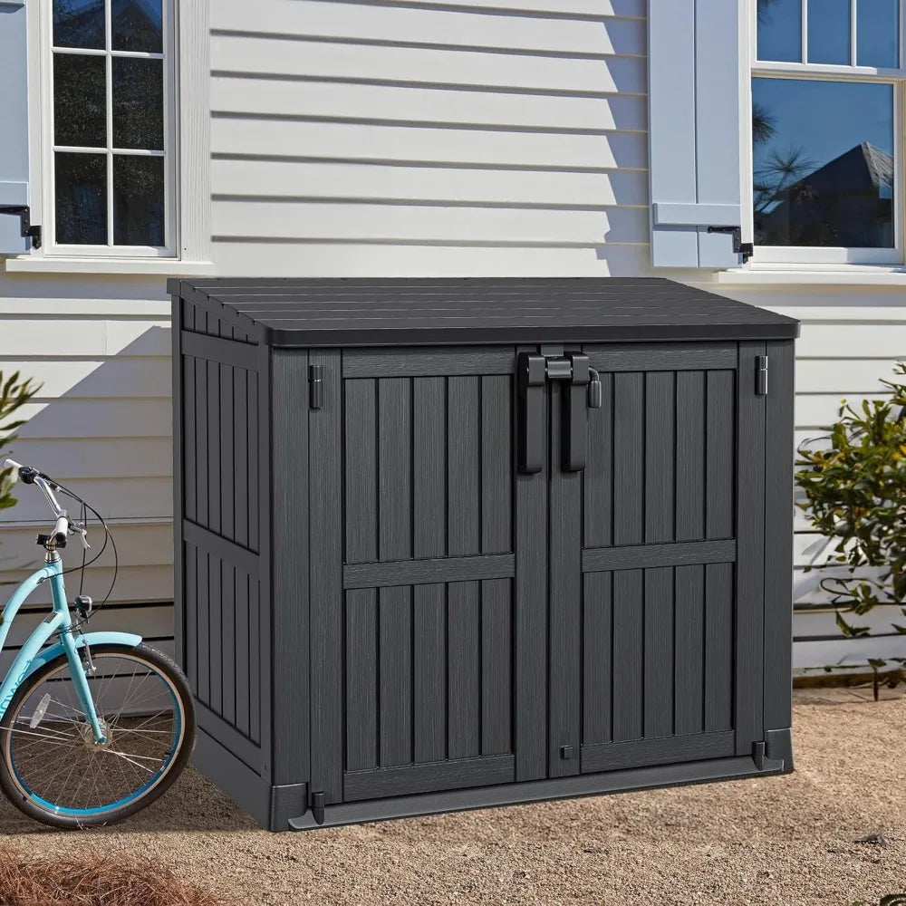 Light Gray Resin Tool Shed 36 Cubic Feet Waterproof Outdoor Horizontal Storage Weather Resistant Utility Shed with Air Vent